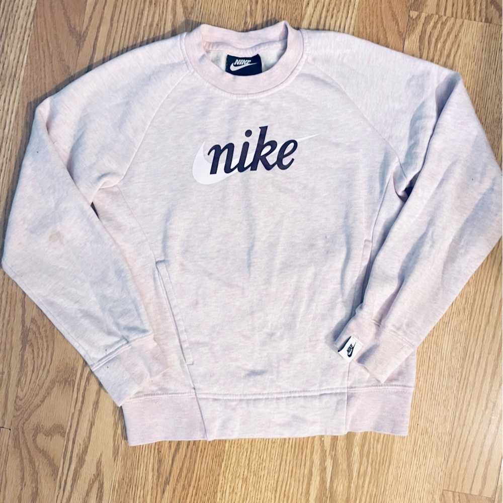 Nike Logo Sweatshirt With Pockets Size Small Pink